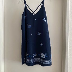 Navy Blue Embroidered Dress